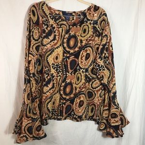 Rag 100% cotton Tribal Print Long Sleeve Top